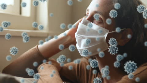 Woman in Face Mask Contemplating Pandemic Concept