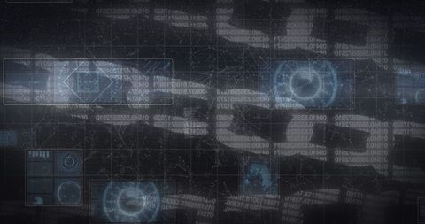 Futuristic Blockchain Interface with Floating Data Screens