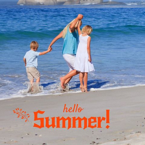 Happy Family Enjoying Sunny Beach Day in Summer