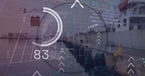 Digital interface displaying global industrial data on supply chain