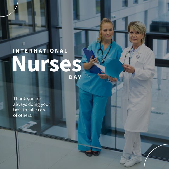 International Nurses Day Celebration with Medical Professionals in Modern Hospital - Download Free Stock Templates Pikwizard.com