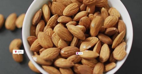 Bowl of Organic Raw Almonds with Modern Digital Accents
