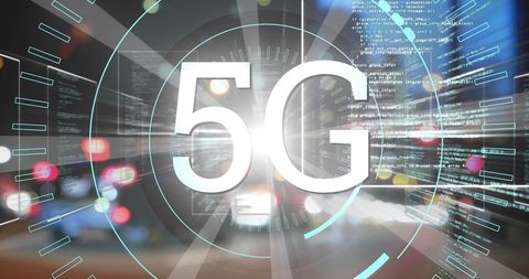 5G Technology with Blurred Cityscape and Data Streams - Download Free Stock Images Pikwizard.com