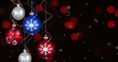 Festive Red and Blue Christmas Baubles with Snowflakes - Download Free Stock Images Pikwizard.com