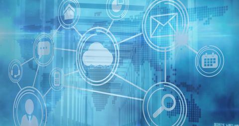 Global Cloud Network with Digital Technology Icons - Download Free Stock Images Pikwizard.com