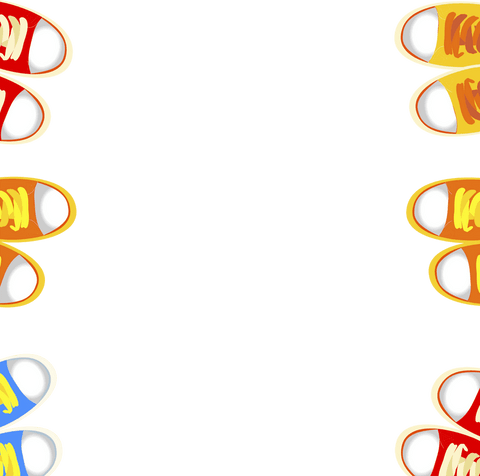 Colorful sneakers border on transparent background for design projects