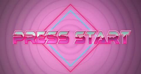 Retro Press Start Animation with Neon Effects