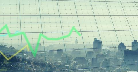 financial data and city overlay depicts global business trends - Download Free Stock Images Pikwizard.com