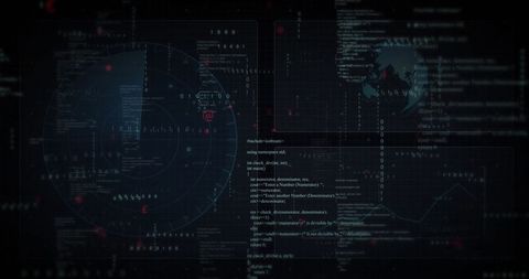 Futuristic Digital Interface with Radar and Data Visualization