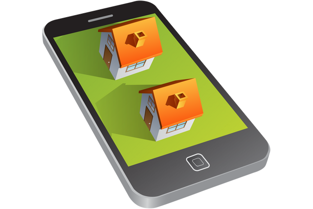 Transparent smartphone with two houses isolated vector digital illustration - Download Free Stock Videos Pikwizard.com