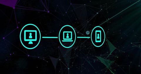 Abstract network communication concept with connected devices