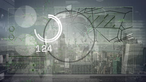 Futuristic Digital Interface of City Skyline Reflecting Global Connectivity