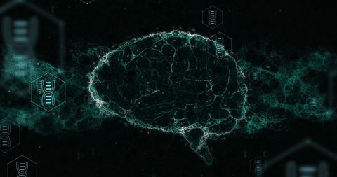 Digital brain and dna technology concept illustration