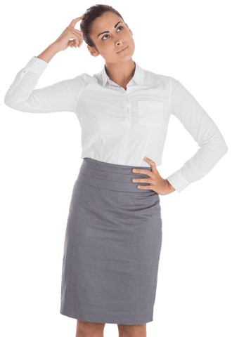 Caucasian Businesswoman Contemplating Transparent Background