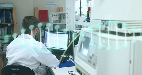 Laboratory Research with Digital DNA Overlay - Download Free Stock Images Pikwizard.com