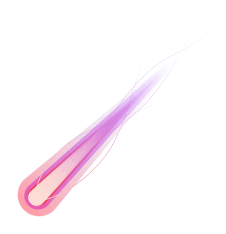 Abstract glowing comet with colorful coffee stoke on transparent surface