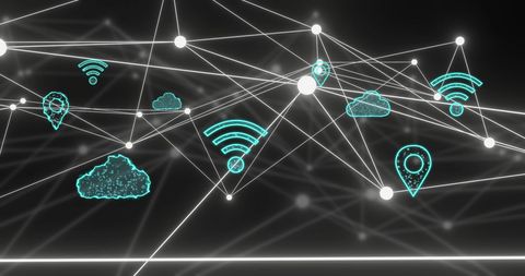 Futuristic Digital Network with Cloud and Data Icons - Download Free Stock Images Pikwizard.com