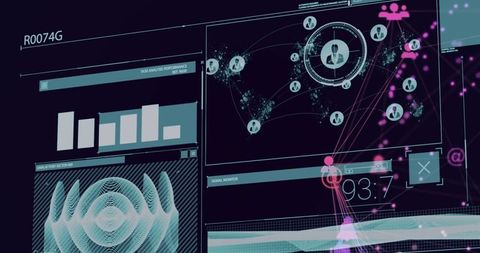 Futuristic Digital Interface with Network Map and Analytics - Download Free Stock Images Pikwizard.com