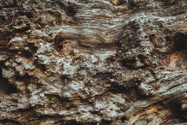 Detailed close-up of tree bark texture showcasing intricate natural patterns. Suitable for use as background or texture for design projects, presentations, and nature-themed graphics.