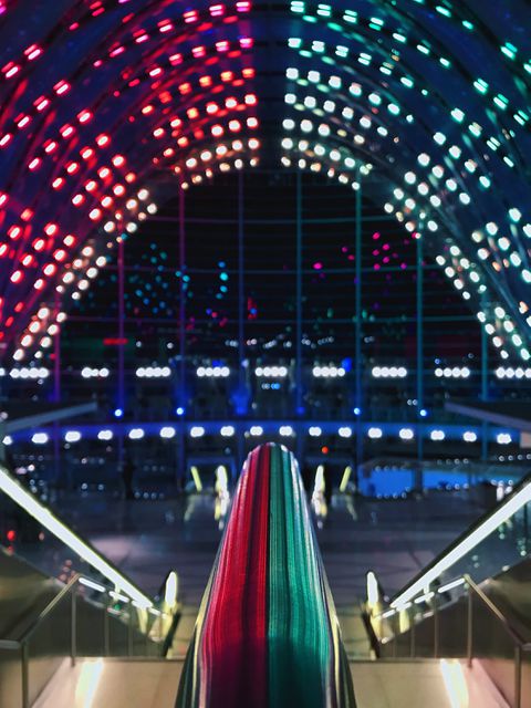Futuristic Light Installation with Vibrant Colors in Modern Building - Download Free Stock Photos Pikwizard.com