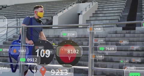Athletic Training Climbing Stadium Steps with Augmented Reality Elements