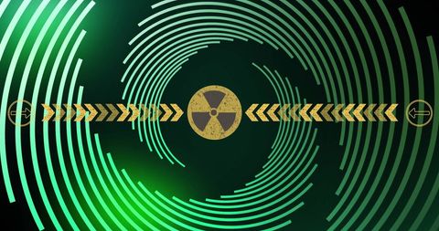 Illustrated Arrow and Radiation Hazard Symbol in Spiral Pattern - Download Free Stock Images Pikwizard.com