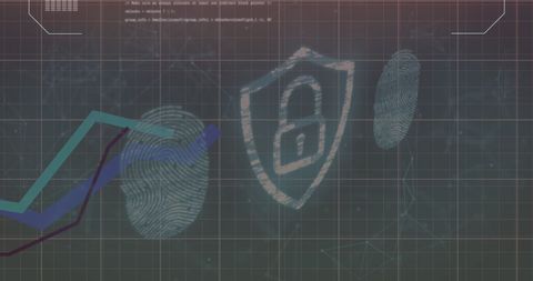 Digital Security Interface with Biometrics and Encryption Symbol - Download Free Stock Images Pikwizard.com