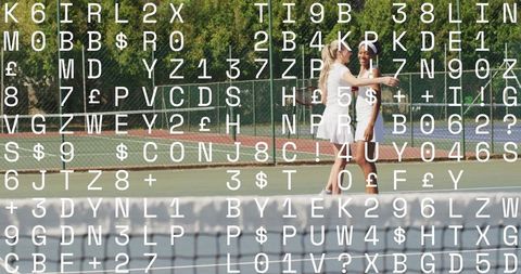 Triumphant celebration athletes hug tennis court outdoors