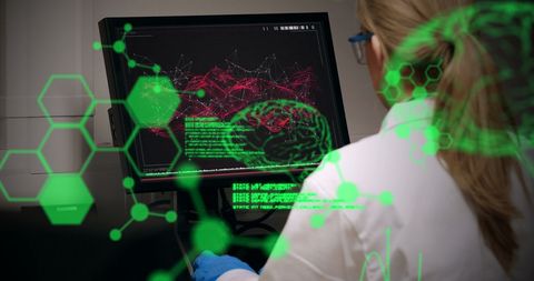 Scientist Analyzing Brain Data on Computer Screen in Lab - Download Free Stock Images Pikwizard.com