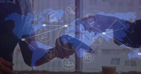 Digital Transaction Concept Over World Map with Icons