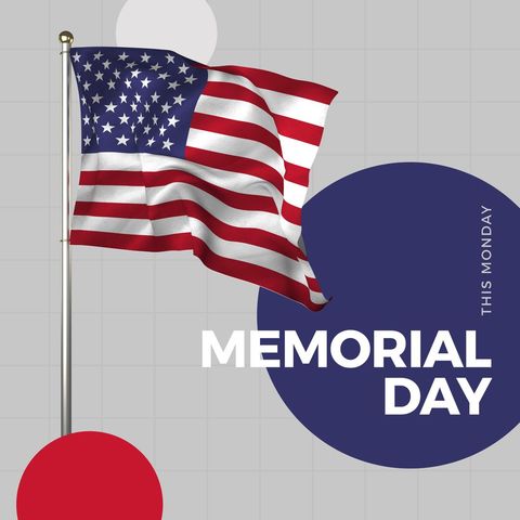 Memorial day tribute with waving american flag