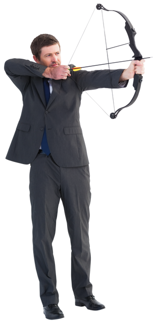 Transparent Businessman Shooting Bow and Arrow Isolated on White Background - Download Free Stock Videos Pikwizard.com