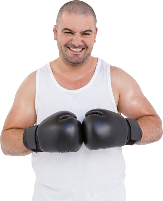 Smiling Boxer Wearing Transparent Gloves and Head Protector Isolated - Download Free Stock Videos Pikwizard.com