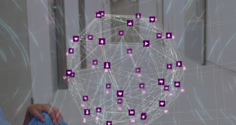 Tired Surgeon with Network Overlay Highlighting Medical Technology