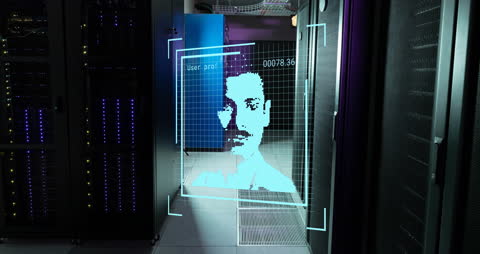 Digital Interface Hologram in Data Center Server Room