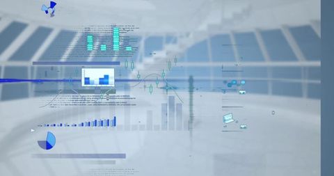 Futuristic digital data analysis interface hologram