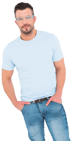 Smiling Man in Eyeglasses and Light Blue T-Shirt - Download Free Stock Videos Pikwizard.com