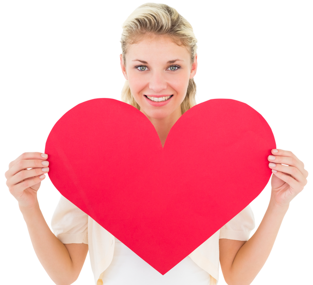 Attractive Blond Woman Holding Transparent Red Heart Cutout - Download Free Stock Videos Pikwizard.com