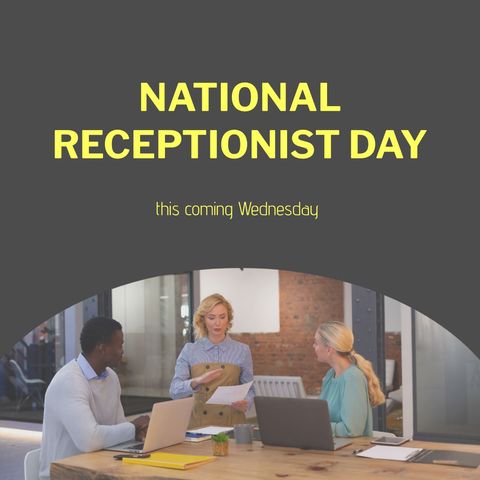 Celebrating National Receptionist Day with Colleagues - Download Free Stock Templates Pikwizard.com