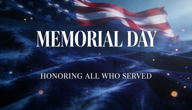 Memorial day tribute honoring all who served waving american flag patriotic banner