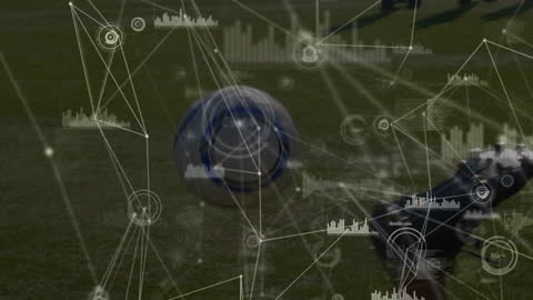 Soccer Player Engaged with Futuristic Technology Network