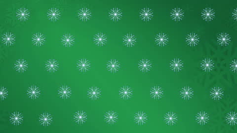 Animation of Snowflakes on Green Background