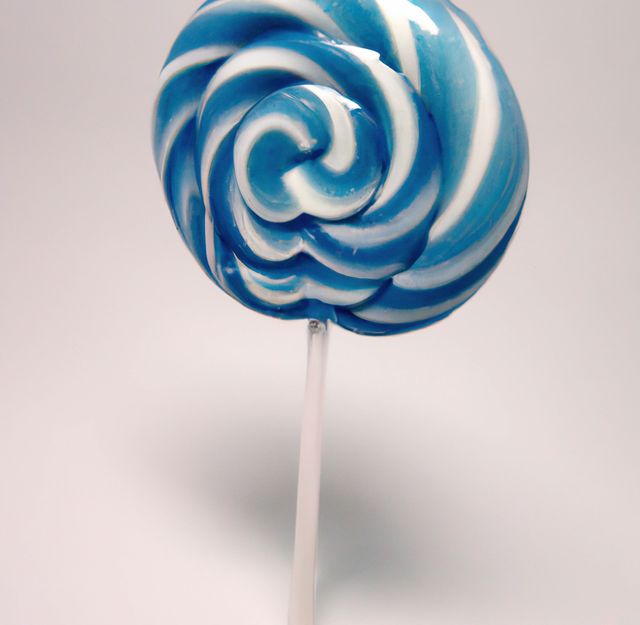 Close up of round blue and white lollipop on white background - Download Free Stock Photos Pikwizard.com