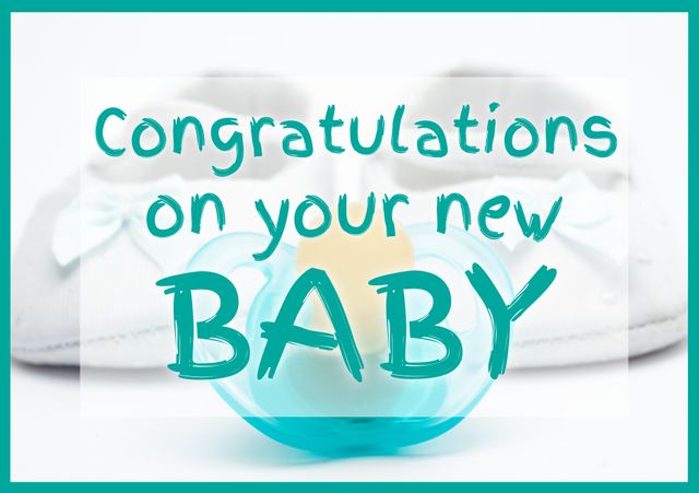 Congratulations on New Baby with Booties and Pacifier - Download Free Stock Templates Pikwizard.com