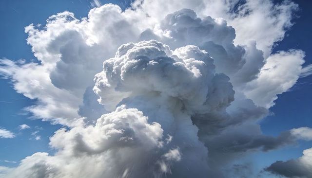 Towering cumulonimbus thunderhead capturing dramatic sunlit tops, shadowed bases