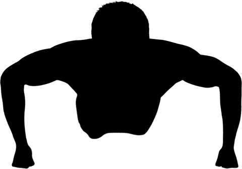 Silhouette of man doing push-ups on transparent background vector