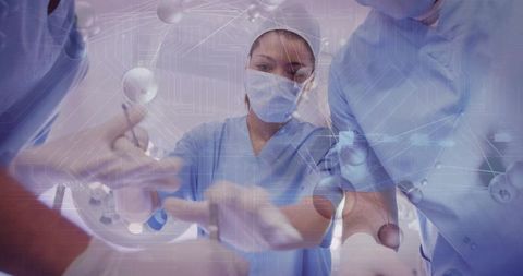 Surgical Team Collaboration with Futuristic Technology Overlays