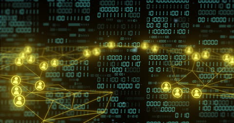 Binary Code and Network Connections on Digital Background