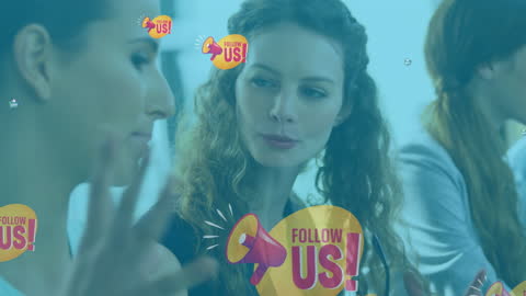 Diverse Business Team with Social Media Icons Animation