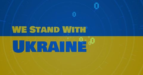 Solidarity message with ukraine flag and digital codes
